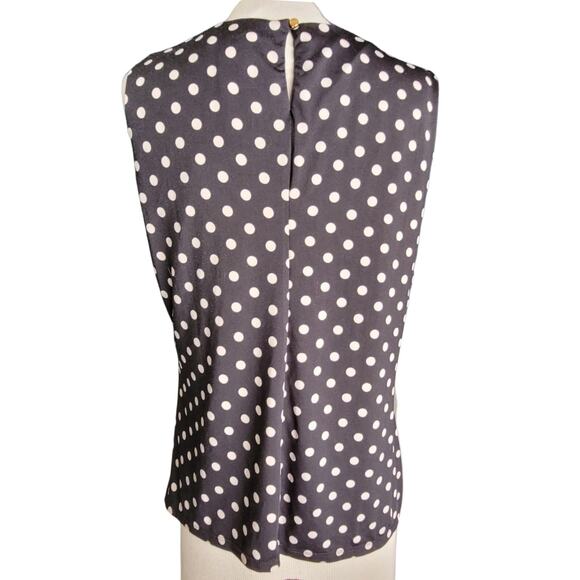 BCBGMAXAZRIA Black and Tan Poka Dot Sleeveless Blouse Size Large - Picture 2 of 4